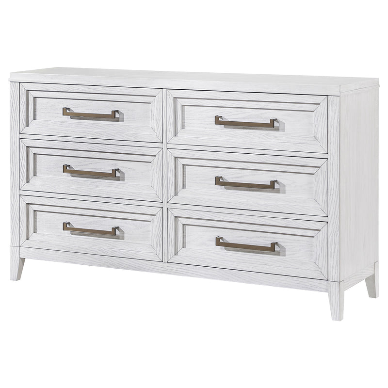 Coaster Furniture Marielle Distressed White 6 Drawer Dresser