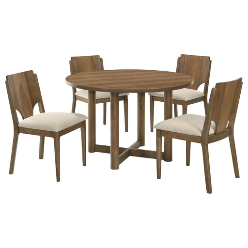 Coaster Furniture Biltmore Walnut Brown 5pc Round Dining Room Set