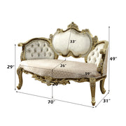 Acme Furniture Desiderius Beige Antique Gold Brown Bench