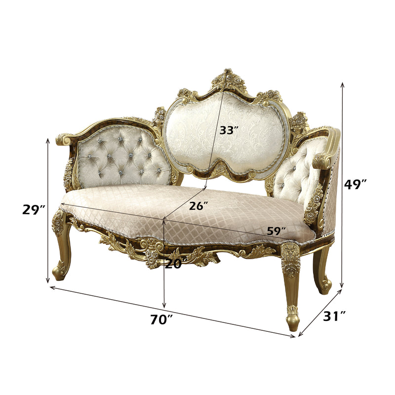 Acme Furniture Desiderius Beige Antique Gold Brown Bench