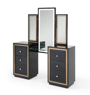 Glory Furniture Black 6 Drawers Vanity Table and Mirror