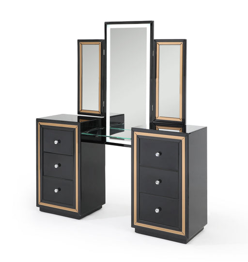 Glory Furniture Black 6 Drawers Vanity Table and Mirror