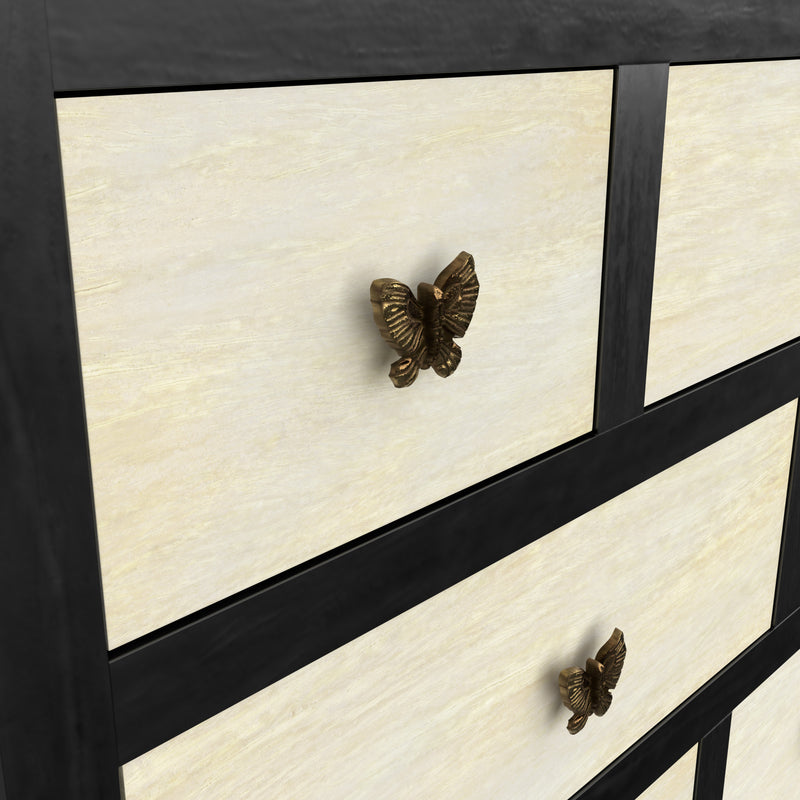 Steve Silver Papillon Ivory Ebony 13 Drawers Sideboard