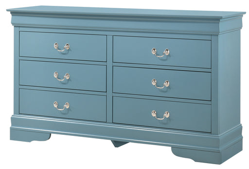 Glory Furniture Louis Phillipe Teal Dresser and Mirror
