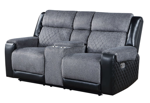 Global Furniture U5914 Black Grey Console Reclining Loveseat