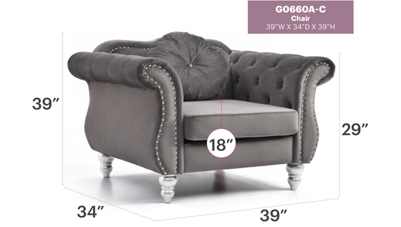 Glory Furniture Hollywood Burgundy Velvet Fabric Chair
