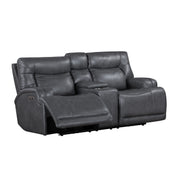 New Classic Furniture Titan Gray Console Loveseat with Power Headrest Footrest