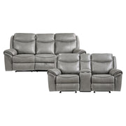 Home Elegance Aram Gray Reclining 2pc Living Room Set with USB Ports