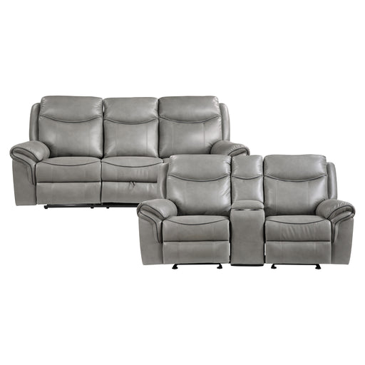 Home Elegance Aram Gray Reclining 2pc Living Room Set with USB Ports