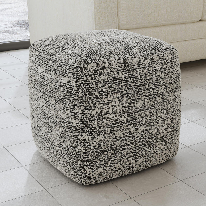 Steve Silver Nahara Black Boucle Woven Square Pouf