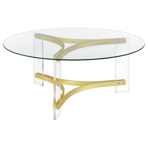 Coaster Furniture Janessa Clear Matte Brass 3pc Coffee Table Set