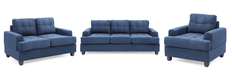 Glory Furniture Sandridge Navy Blue 3pc Living Room Set