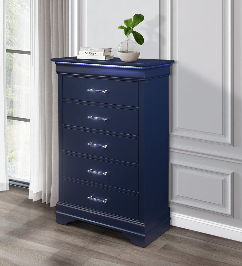 Global Furniture Charlie Blue Chest with LED
