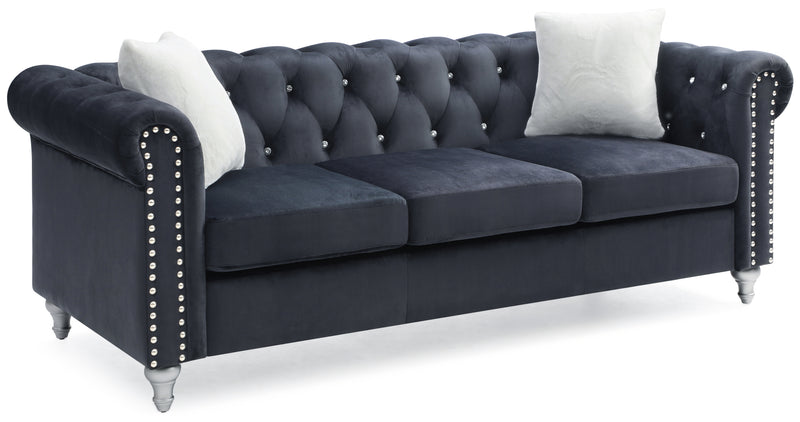 Glory Furniture Raisa Black Velvet Sofa