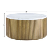 Steve Silver Colvin Brown White Marble Coffee Table with Casters