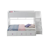 Acme Furniture Meyer White Twin Over Full Bunk Bed with Storage Ladder and Drawers