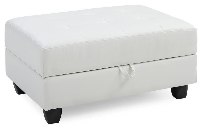 Glory Furniture Revere White Faux Leather Ottoman