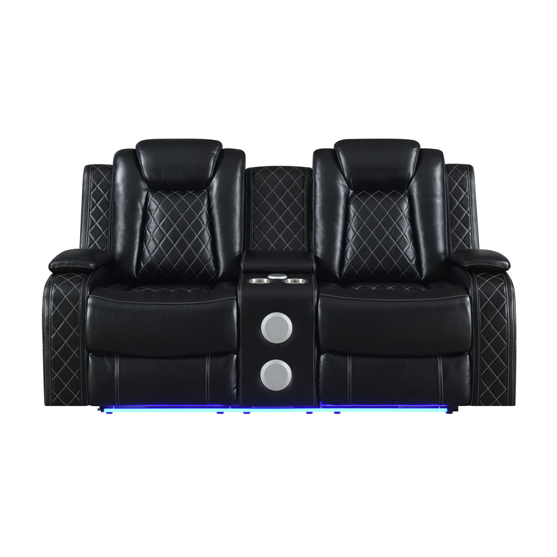 New Classic Furniture Orion II Black Reclining Console Loveseat