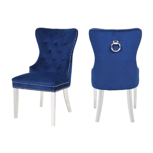 2 Galaxy Home Erica Navy Blue Stainless Steel Dining Chairs