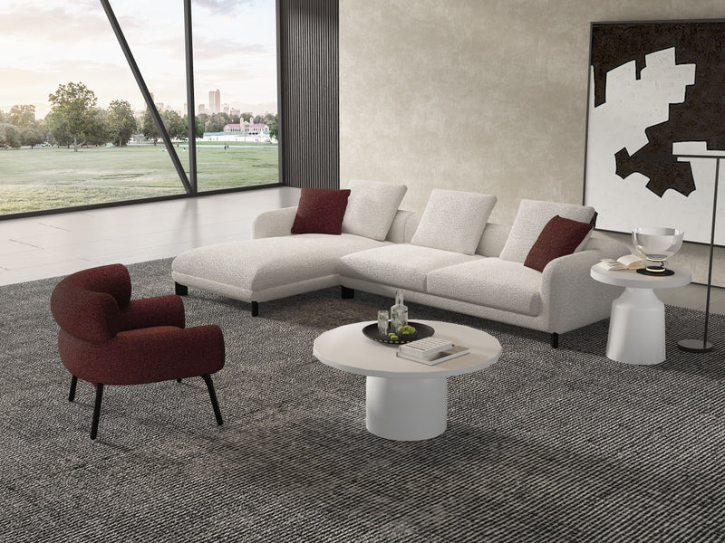 Acme Furniture Mardi Maroon Beige Sectional Sofa with 3 Pillows