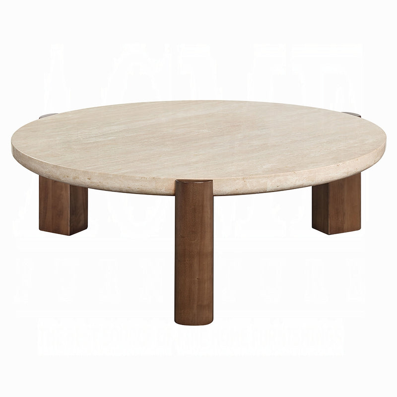 Acme Furniture Leonardo Travertine Dark Oak Coffee Table