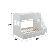 Acme Furniture Meyer White Twin Over Full Bunk Bed with Storage Ladder and Drawers