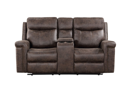 New Classic Furniture Quade Mocha Dual Recliners Loveseat with Console