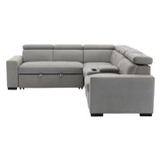 Home Elegance Farrah Gray 3pc Sectional with Pull Out Bed and Console