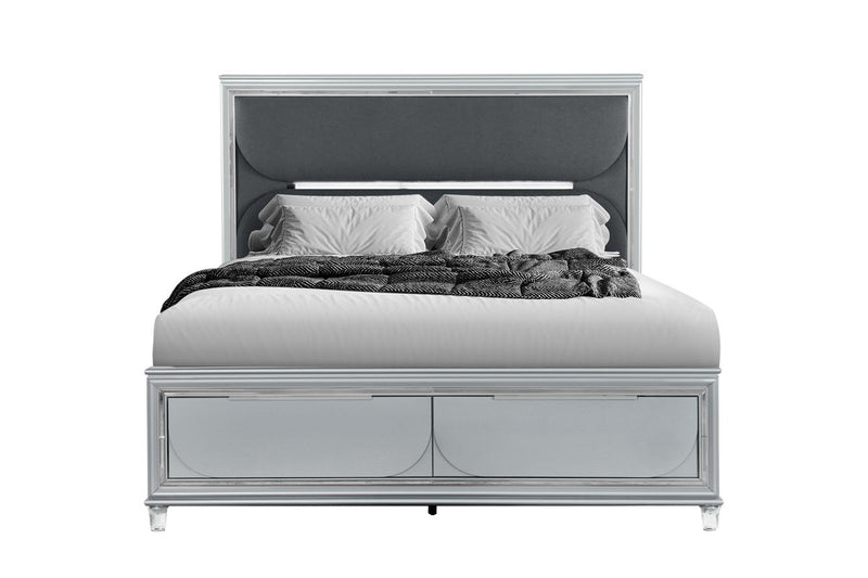 Global Furniture Caleb Silver Queen Bed with LED