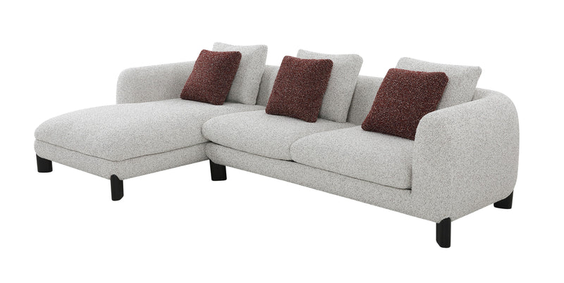 Acme Furniture Mardi Maroon Beige Sectional Sofa with 3 Pillows