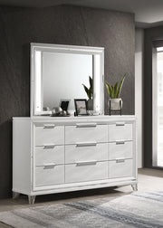 Coaster Furniture Marmore White Dresser and LED Mirror