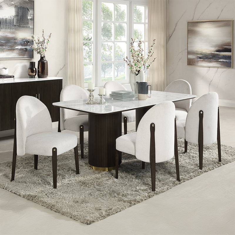 2 Acme Furniture Clayten Beige Espresso Side Chairs