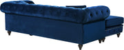 Meridian Furniture Sabrina Navy Velvet 2pc Reversible Sectional