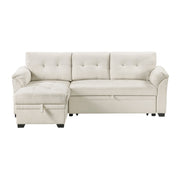 Home Elegance Elara Beige 2pc Reversible Sectional with Hidden Storage and Pull Out Bed