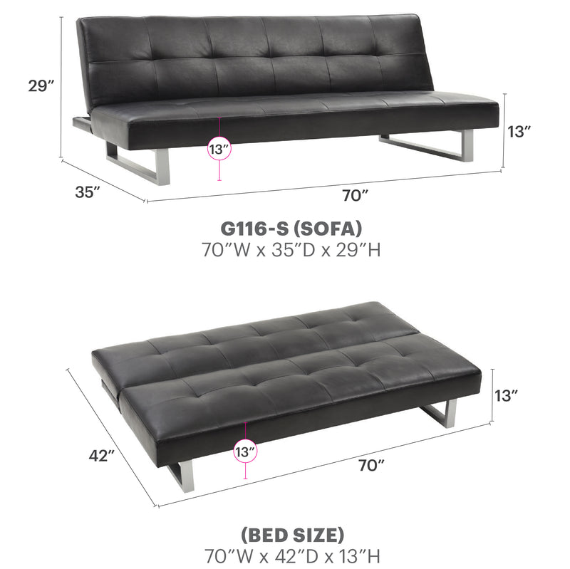 Glory Furniture Chroma Black Faux Leather Sofa Bed