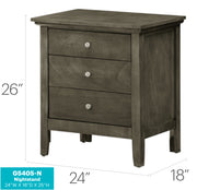 Glory Furniture Hammond Silver Champagne 3 Drawers Nightstand