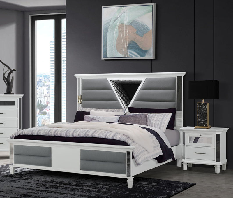 Global Furniture Marco Metallic White Nightstand