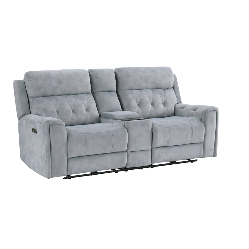 Home Elegance Celeste Taupe Power Double Reclining Love Seat with Console