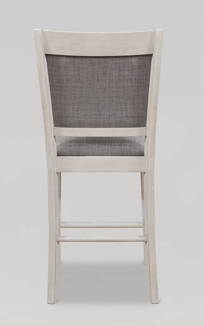2 Crown Mark Fulton White Grey Counter Height Chairs