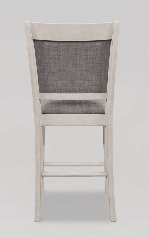 2 Crown Mark Fulton White Grey Counter Height Chairs