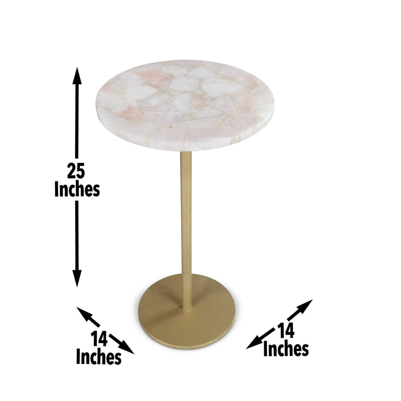 Steve Silver Rosie White Rose Quartz Top Chairside Table