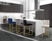 Meridian Furniture Heidi Pink Velvet Gold Counter Height Stool