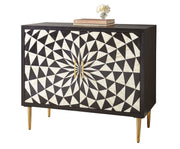 Steve Silver Benzara Black White 2 Door Bone Inlay Sideboard
