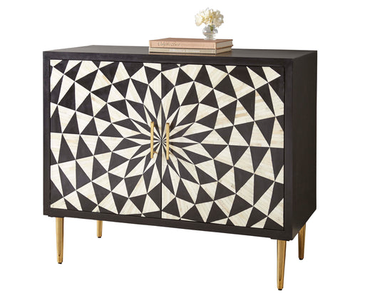 Steve Silver Benzara Black White 2 Door Bone Inlay Sideboard