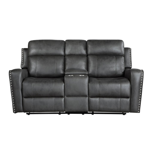 Home Elegance Kellen Dark Gray Double Reclining Love Seat with Console