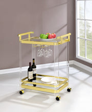 Steve Silver Aerin Gold Chrome Server Cart