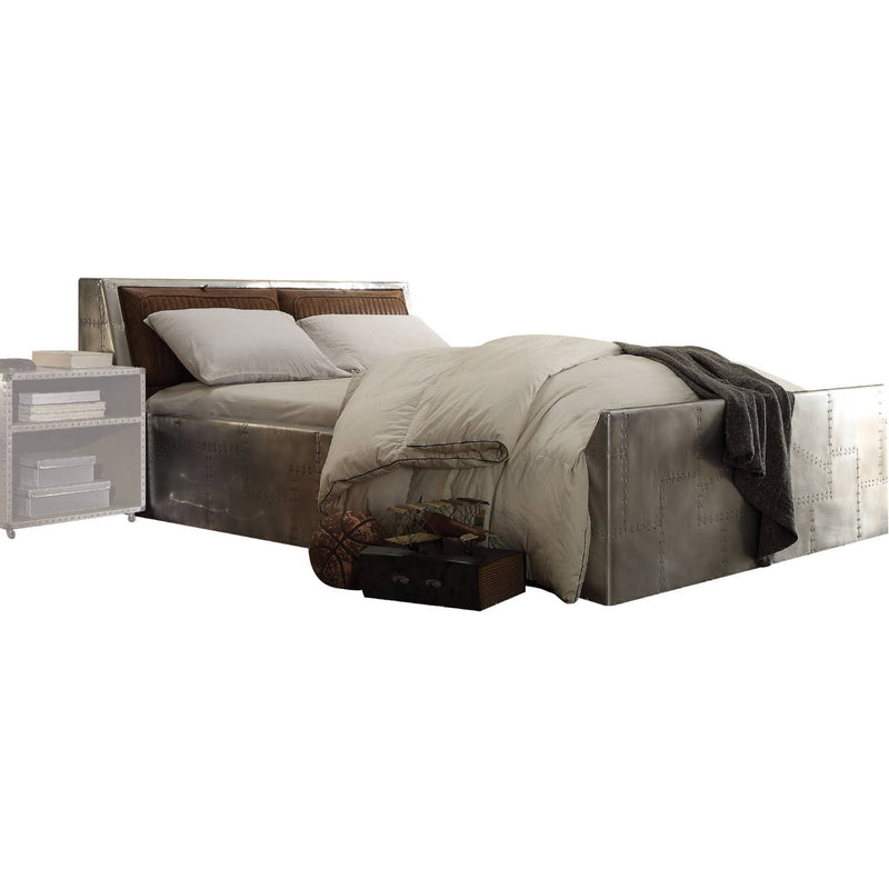 Acme Furniture Brancaster Retro Brown Aluminum 2pc Bedroom Set With Queen Storage Bed