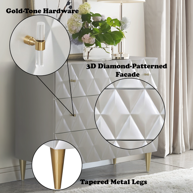 Acme Furniture Anson Metallic Silver and Champagne Console Cabinet