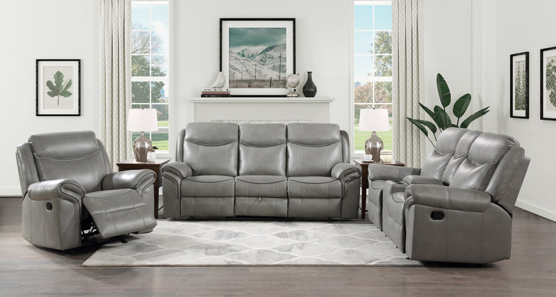 Home Elegance Aram Gray Reclining 3pc Living Room Set with USB Ports