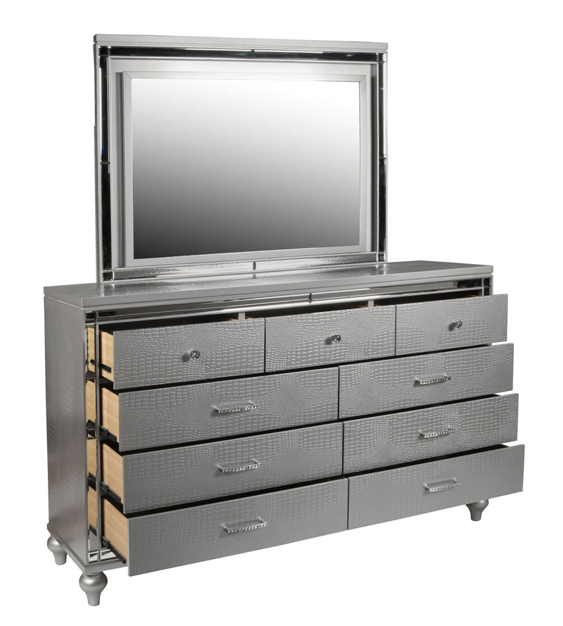 New Classic Furniture Valentino White Dresser and Mirror